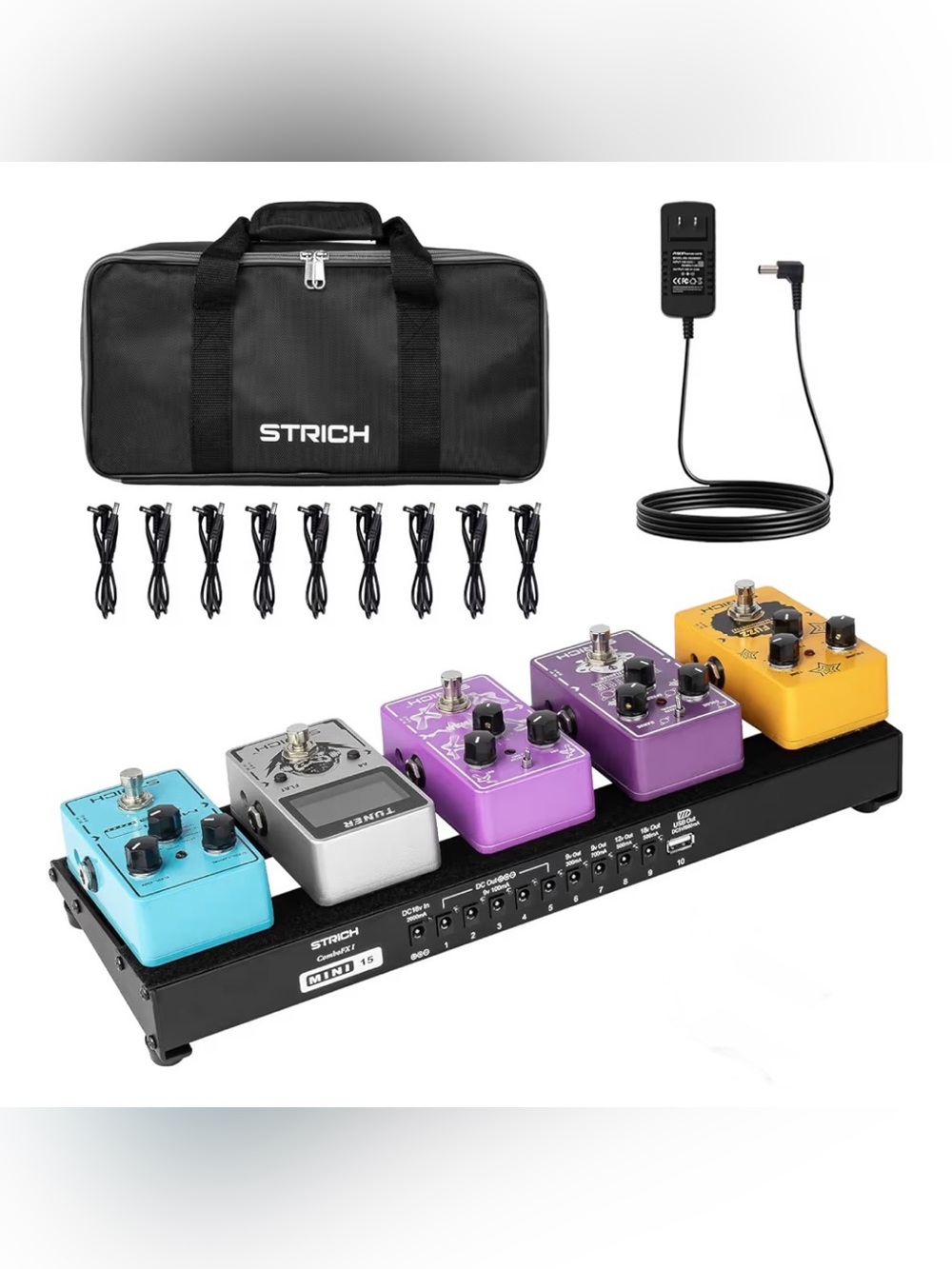 Strich Pedal Board with Built-in Power Supply, Small Guitar Pedalboard NIB